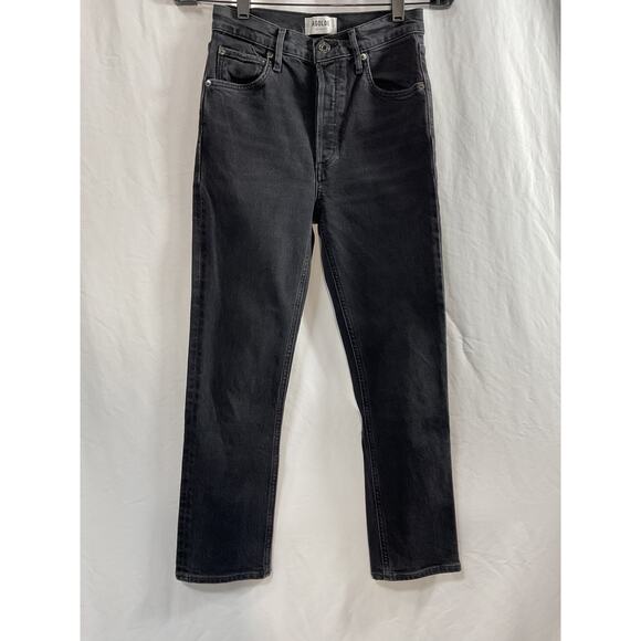 Agolde 'Riley' Black Cotton Denim Jeans Size 24 - Picture 2 of 5